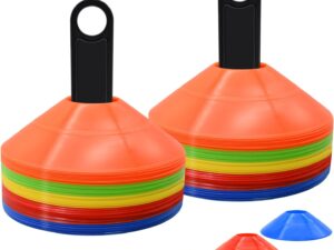 FGBNM 25\/50\/100pcs Disc Cones, Agility Soccer Cones with Carry Bag and Holder, 5 Color | for Sports Training, Football, Soccer, Basketball, Coaching, Practice Equipment