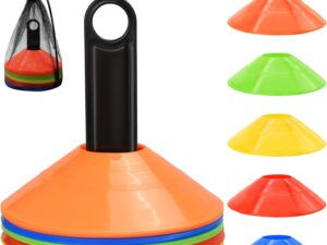 FGBNM 25\/50\/100pcs Disc Cones, Agility Soccer Cones with Carry Bag and Holder, 5 Color | for Sports Training, Football, Soccer, Basketball, Coaching, Practice Equipment