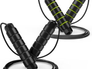 Jump Rope, Tangle-Free Rapid Speed Jumping Rope Cable with Ball Bearings for Women, Men, and Kids, Adjustable Steel Jump Rope with Foam Handles for Home Gym Exercise Fitness Workout Equipment & Slim Body