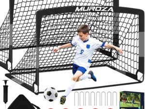 Soccer Goal, Kids Soccer Goals for Backyard Set, 2 Pack of Portable Pop Up Soccer Net with Soccer Ball, Cones, Complete Training Equipment for Youth, Toddler Outdoor Sports Games