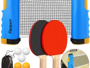 FBSPORT Ping Pong Paddle Set, Portable Table Tennis Set with Retractable Net,Rackets,Balls and Carry Bag for Indoor\/Outdoor Games