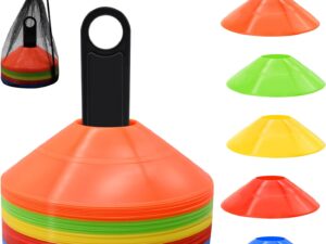 FGBNM 25\/50\/100pcs Disc Cones, Agility Soccer Cones with Carry Bag and Holder, 5 Color | for Sports Training, Football, Soccer, Basketball, Coaching, Practice Equipment