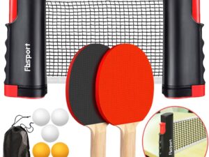 FBSPORT Ping Pong Paddle Set, Portable Table Tennis Set with Retractable Net,Rackets,Balls and Carry Bag for Indoor\/Outdoor Games
