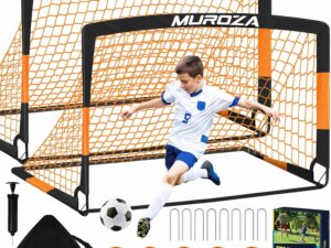Soccer Goal, Kids Soccer Goals for Backyard Set, 2 Pack of Portable Pop Up Soccer Net with Soccer Ball, Cones, Complete Training Equipment for Youth, Toddler Outdoor Sports Games