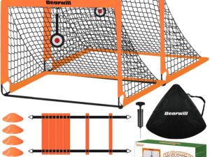 Bearwill Soccer Goal, Kids Soccer Goals for Backyard Set of 2, 4x3ft Portable Soccer Goal Pop Up Soccer Net, Kids Soccer Net Training Equipment with Soccer Ball, Ladder, Cones, Targets